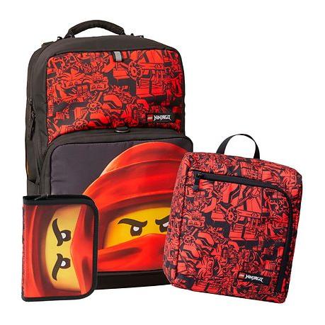 LEGO® NINJAGO®, Red - Optimo Plus School Bag Set (w/attachable gym bag and pencil case with content)