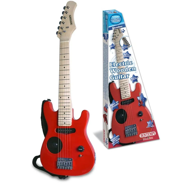 Elektrisk træ guitar, L:77 cm + 7 år